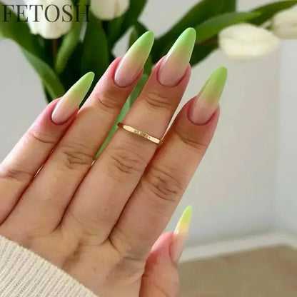 24pcs/Box Long Coffin False Nails Art Rose with Glue Wearable Nude Pink White Color Jelly Nails Tips Full Cover Press on Nails