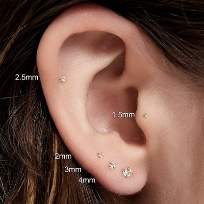 2/8PCS Stainless Steel Eearring Nose Stud Cartilage Piercing Jewelry Helix Tragus Lip Gold Color Tiny Earrings for Women 18G