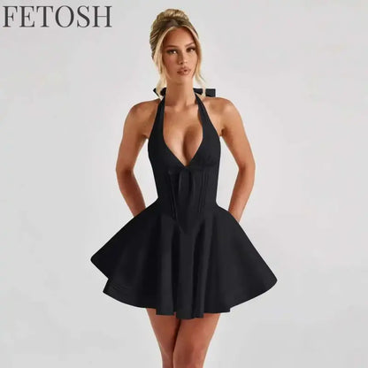 Avrilyaan Deep V Off Shoulder Backless Sexy A-line Dress Women Elegant Party Dress Slash Neck Bodycon Mini Summer Dress Vestidos