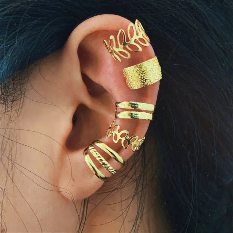 Fashion Zircon Double-layer Ear Cuff No Piercing Earring 2024 Trendy Punk Unique Metal Geometric Ear Clip for Women Jewelry