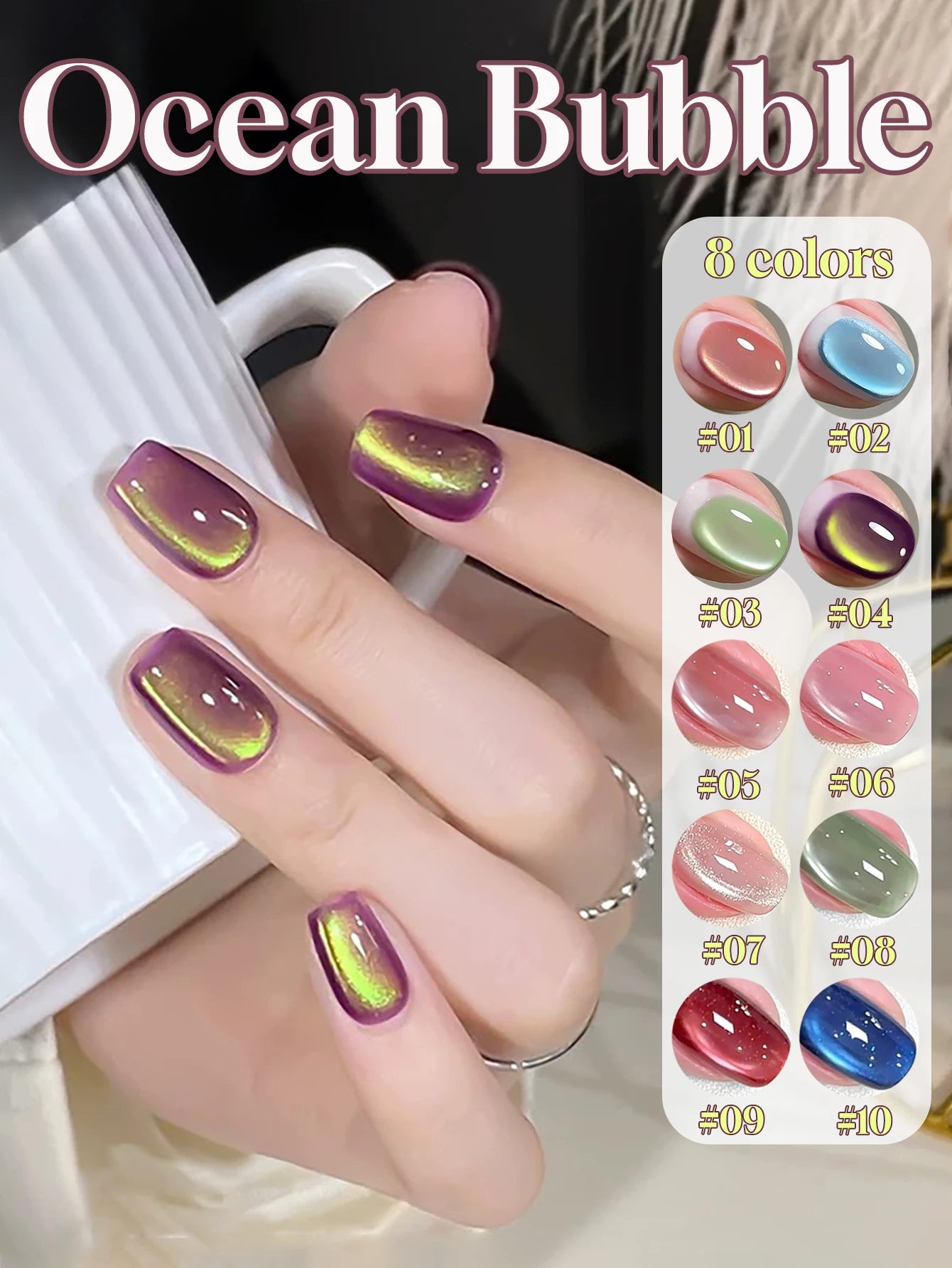 Japanese Sparkling White & Pink Gel Nail Polish