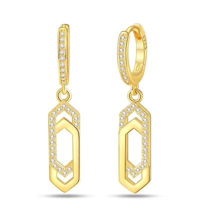 Women's 925 Sterling Silver Classic Gold Pearl Inlaid Earrings Elegant Suitable For Engagement Wedding Party Exquisite Jewelry