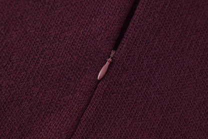 TRAFZA Women Elegant Half Sleeves O-Collar Pleated Dress Spring Woman Rear Zipper Splicing Vintage Casual Knitted Long Dress