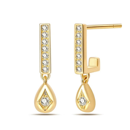 Women's 925 Sterling Silver Classic Gold Pearl Inlaid Earrings Elegant Suitable For Engagement Wedding Party Exquisite Jewelry