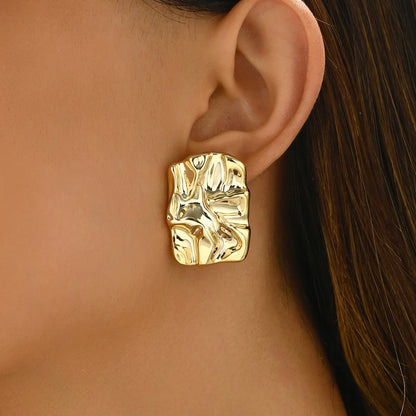 серьги Geometric Irregular Metallic Color Earrings for Women 2024 Minimalist Style Personality Earrings Trendy Jewelry Gift