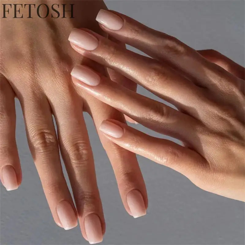 24Ps/Lot Artificial Acrylic Short Fake Nails Solid Color Simple Korean Full Press on Nail Tips Removable Wearing False