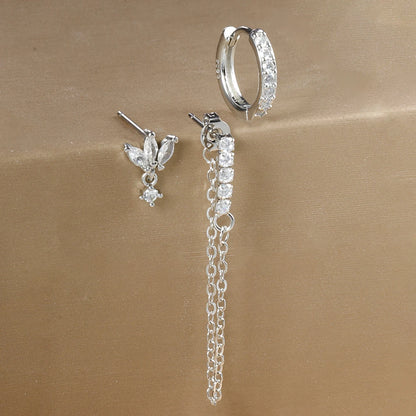 3PCS Luxury Star Pendant Piercing Earrings Set For Women Stainless Steel Zircon Punk Ear Studs Earring Lady Jewelry aretes