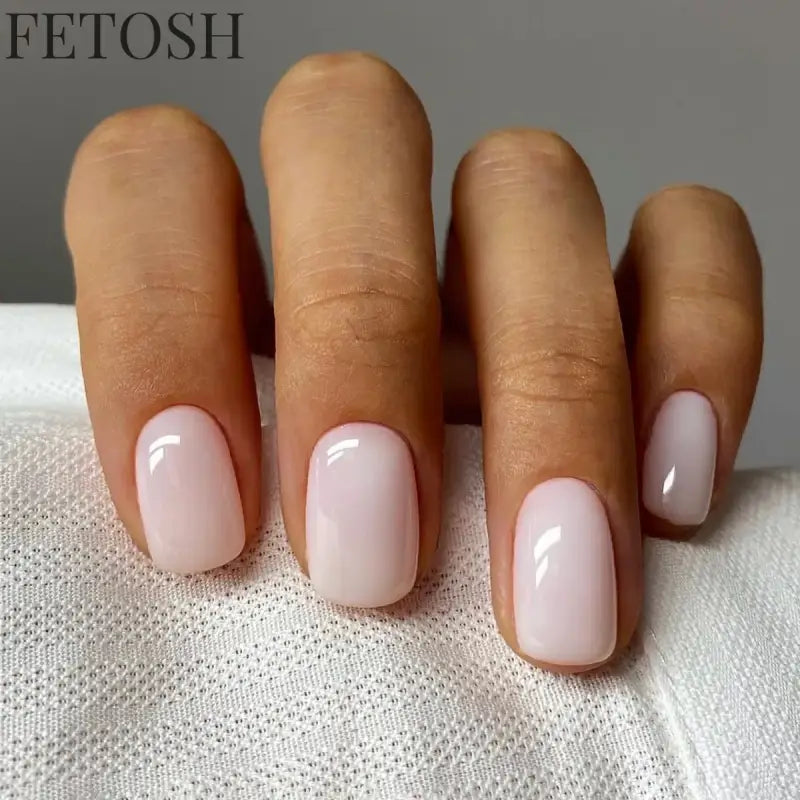 24 Pcs/Set Solid Color Short Fake Nails Art Finished Wearable False Nails for Girls Women Removable Simple White Press