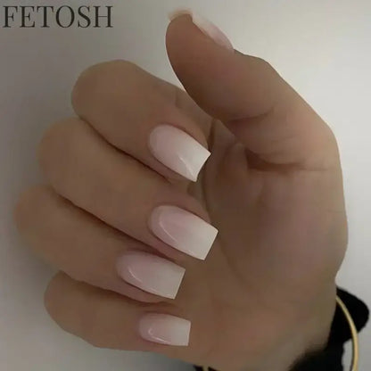 24Pcs Gradient Purple Nail Art Tips Simple Short Square Head False Nails Detachable Fashion Press on Nails Full Cover Fake Nails
