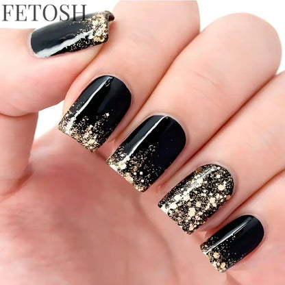 24Pcs Medium Short Square False Nails Glittering Nail Art White Wearable Fake Nail Silver French Full Cover Press on Nail Tips