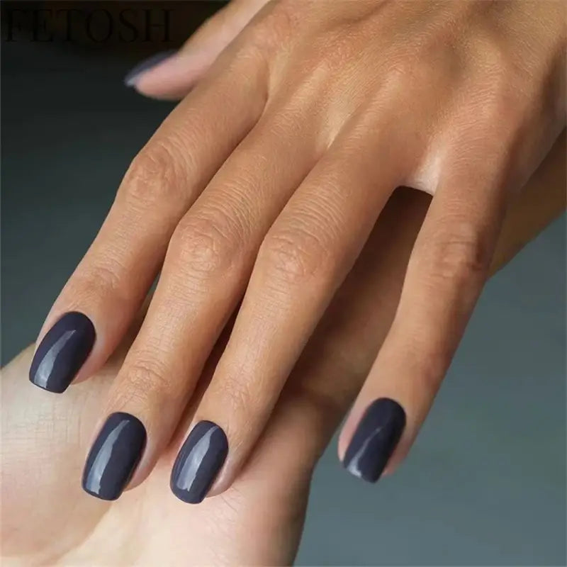 24Ps/Lot Artificial Acrylic Short Fake Nails Solid Color Simple Korean Full Press on Nail Tips Removable Wearing False