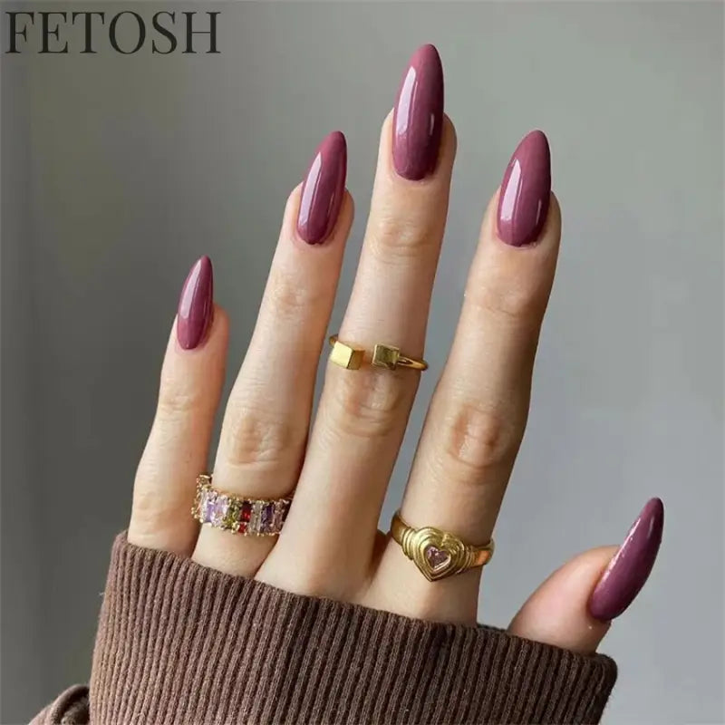 24Ps/Lot Artificial Acrylic Short Fake Nails Solid Color Simple Korean Full Press on Nail Tips Removable Wearing False
