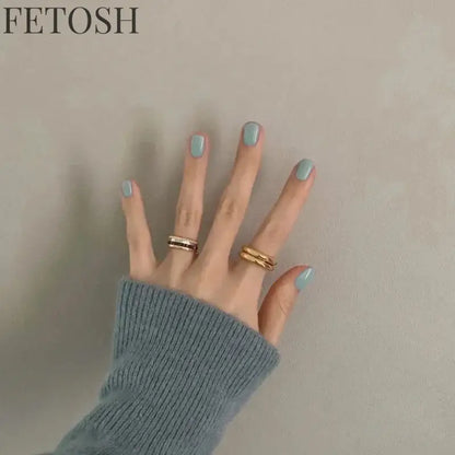 24 Pcs/Set Solid Color Short Fake Nails Art Finished Wearable False Nails for Girls Women Removable Simple White Press on Nail