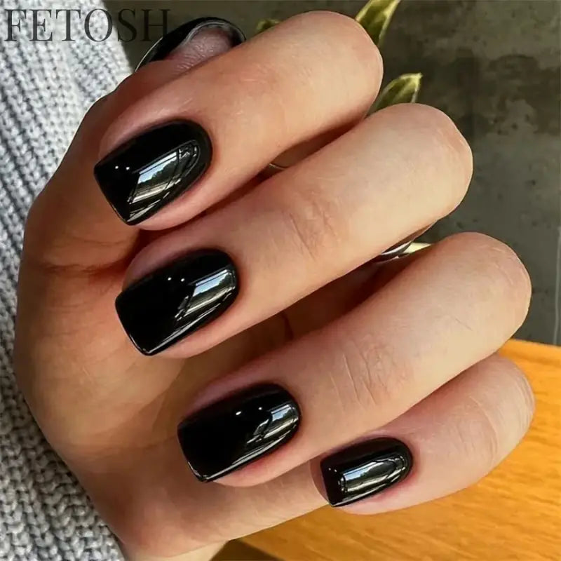 24Ps/Lot Artificial Acrylic Short Fake Nails Solid Color Simple Korean Full Press on Nail Tips Removable Wearing False