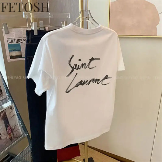 Oversize short-sleeved t-shirt women's and men's summer 2025 new design trendy loose lazy unique chic top