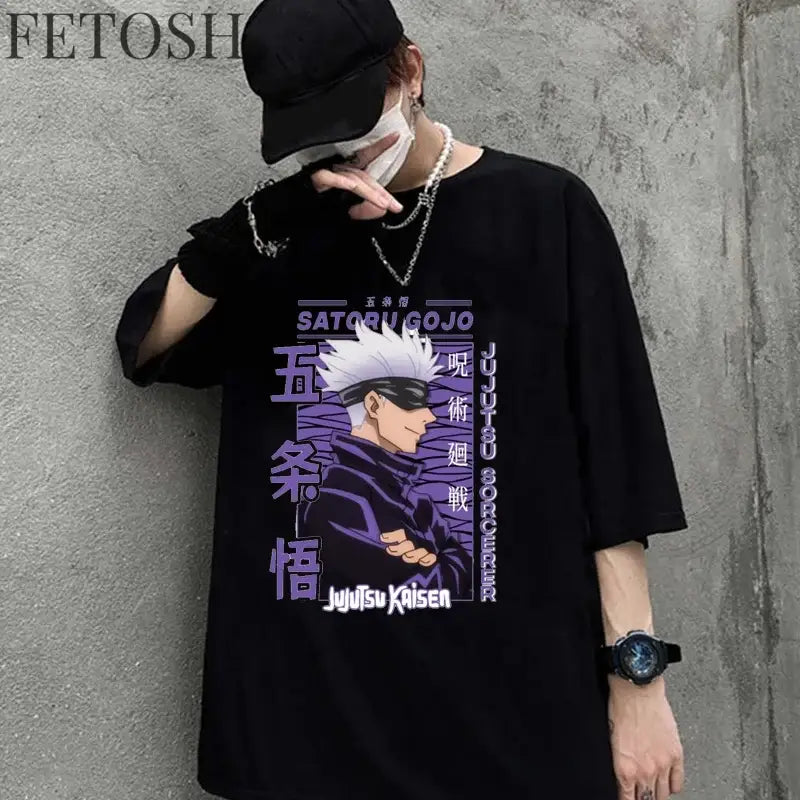 Anime Gojo Satoru High Quality Men's and Women's Round Neck Summer Y2k T-shirt