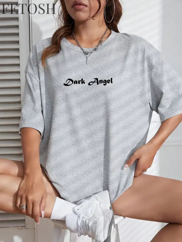 Dark Angel Wing Hot sale Graphic Printed T-Shirts For Women Loose Oversized Clothing Hip Hop Street Tshirt Cotton Short