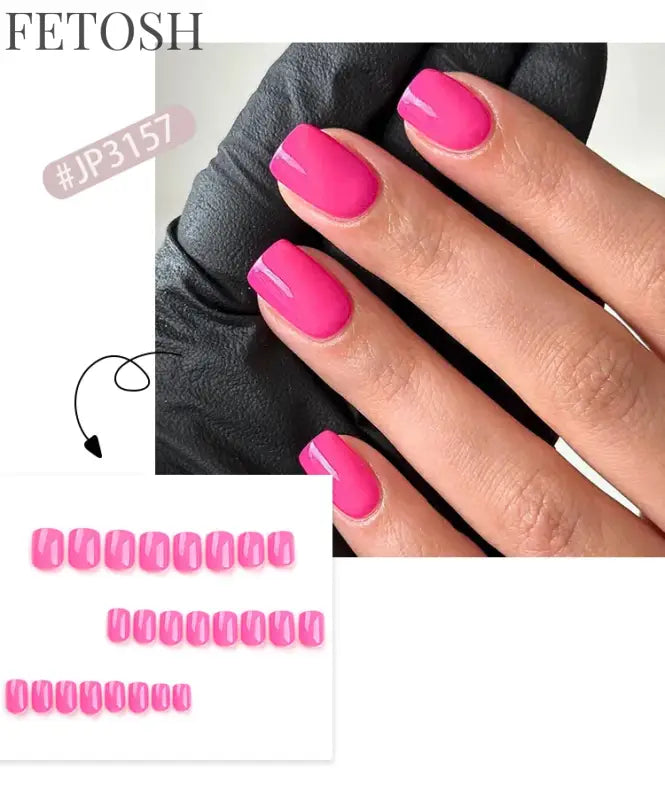 Glossy Solid Color Nail Art Short Square Colored Detachable Fake Nails Wearable Finished False Nails Press on Nails