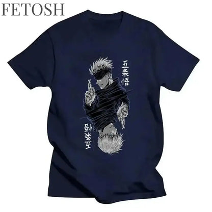 Fashion Jujutsu Kaisen Satoru Gojo Anime Printed Lady O-Neck Short Sleeve Women's T Shirt Black White Short Sleeve Summer Top