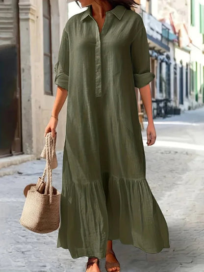 Casual Long Sleeve Woman Dress Office Lady Spring Summer Fashion Elegant Solid Shirt Dress Dresses For Women 2024 Female Robe