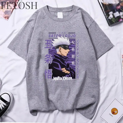 Anime Gojo Satoru High Quality Men's and Women's Round Neck Summer Y2k T-shirt
