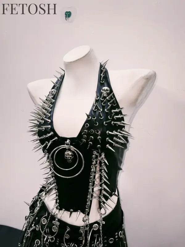 bustier top y2k fashion y2k clothes y2k crop top gothic clothes y2k top Rivets Tank Tops Skull top vintage tops gothic
