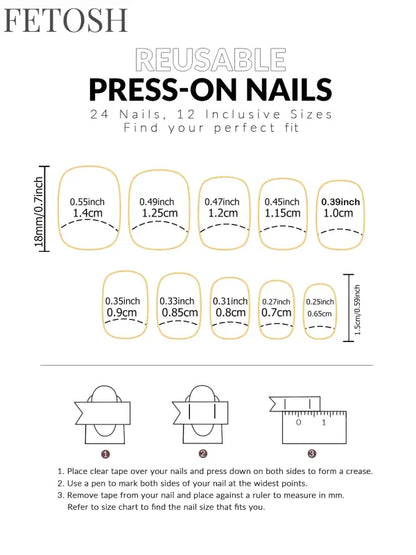 ARTAUG 24PCS Medium square black press on nails cute nails nail charms cheap nails for girl women gift candy color