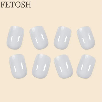 24Pcs/Set Women Girls Short French Milky Gray Trendy Versatile Full Coverage Wearable Fake Nail Press on Nail Art