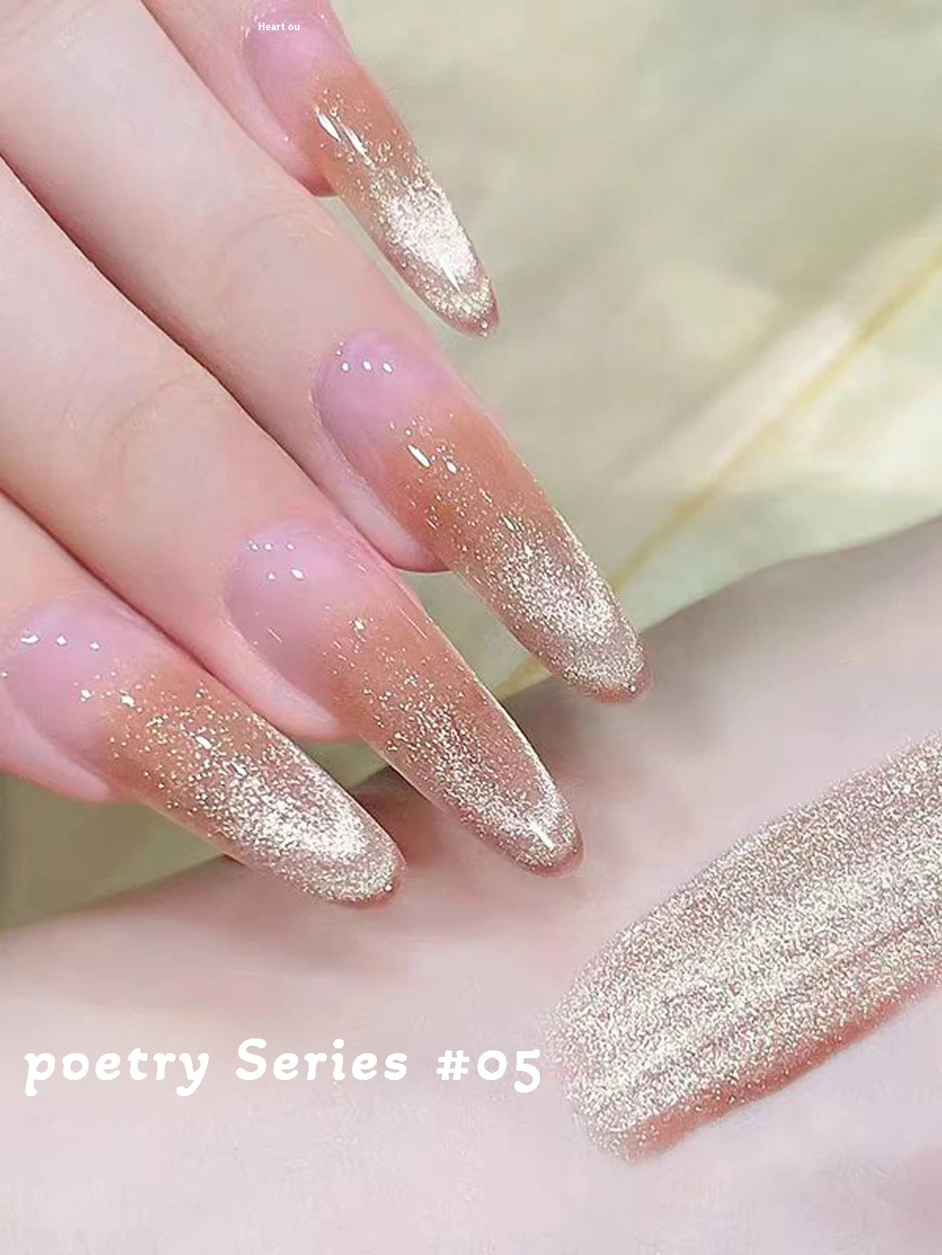 Japanese Style Sparkling White & Pink Gel Nail Polish