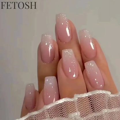 24Pcs Oval Short Pink Press on Nails Simple Ombre Spring False Nail for Sweet Sassy Cool Women&Girl Removable Wearable Nail Art