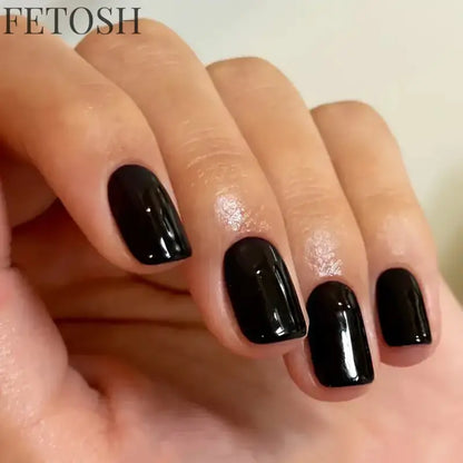 ARTAUG 24PCS Medium square black press on nails cute nails nail charms cheap nails for girl women gift candy color