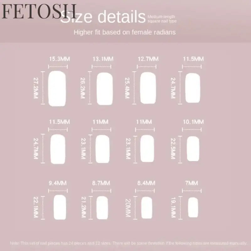 24Pcs Glossy Artificial Press On Fake Nail Red Green Mid Long Square False Nails For Design DIY Full Cover Tips Manicure Tool