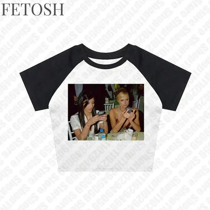 Fashion Letter Print Fairy Grunge Summer E-girl White Crop Top Slim 2000s Streetwear Harajuku Goth Short Sleeve T-shirts Y2k Top