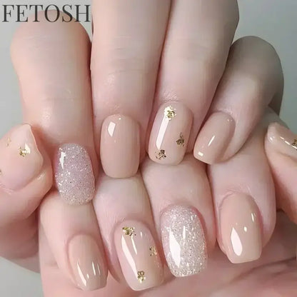 24Pcs Blue False Nails Gradient with French Design Wearable Fake Nails Gradient Short Coffin Full Cover Press on Nail Tips Art
