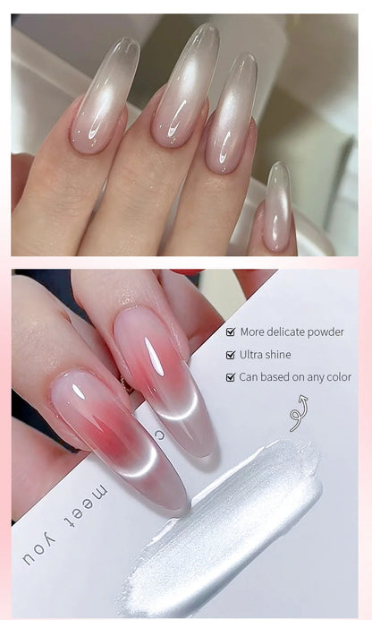 BORN PRETTY 10ml Flow Light White Cat Magnetic Gel Nail Polish Ultra Shine Soak Off UV Gel Mirror Glass Cat Magnet Gel Varnish