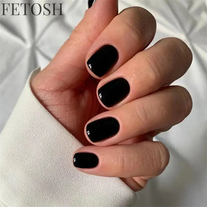 24Pcs/Set French Short Dark Green Press on Nail Art Full Coverage Removable Wearing False Nails Tips Adhesive Acrylic Fake Nails