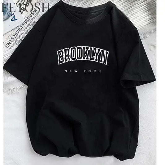 Women Brooklyn Letter Print T Shirt Girl Graphic Harajuku 2023 Streewear Clothes Causal Female Y2K Tops Tee