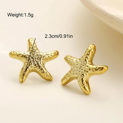2Pcs/Set Fashion Starfish Stud Earrings For Women Geometric Gold Silver Color Temperament Earrings Summer Beach Jewelry Gift New