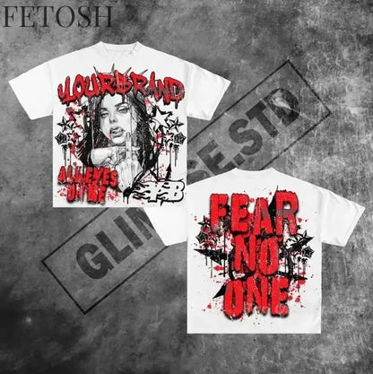 2025 casual streetwear y2k tops letter graphic t shirts oversized t shirt goth men clothing Harajuku high street gothic new