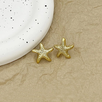 2Pcs/Set Fashion Starfish Stud Earrings For Women Geometric Gold Silver Color Temperament Earrings Summer Beach Jewelry Gift New