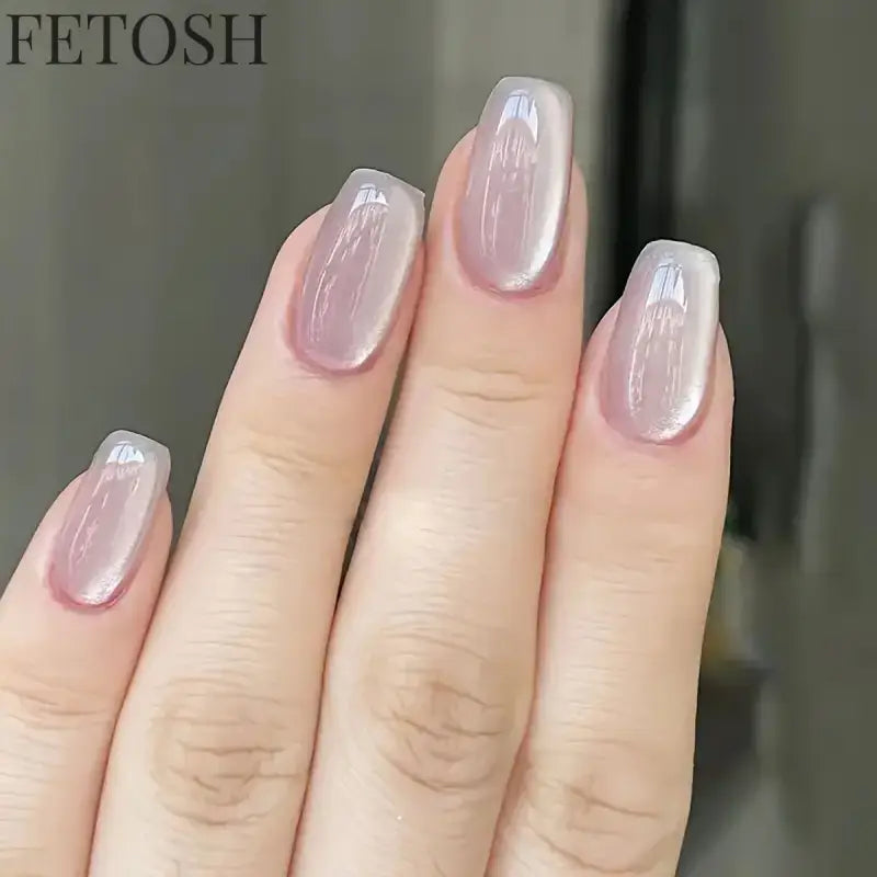 24pcs/30pcs short square ballet fake nails for women cat eyes glitter green blue purple pink shinny nail tips press on nail art