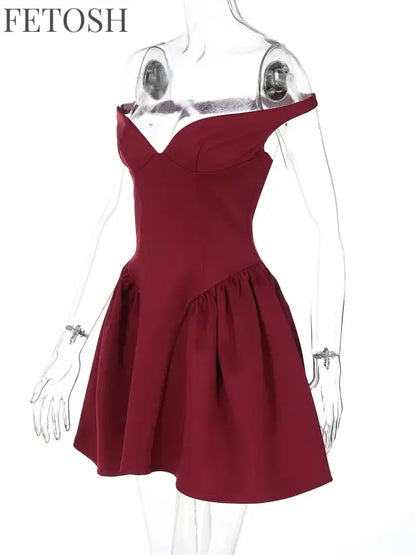 Avrilyaan Deep V Off Shoulder Backless Sexy A-line Dress Women Elegant Party Dress Slash Neck Bodycon Mini Summer Dress Vestidos