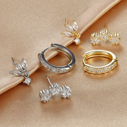 3PCS Luxury Star Pendant Piercing Earrings Set For Women Stainless Steel Zircon Punk Ear Studs Earring Lady Jewelry aretes