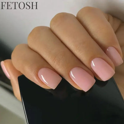24Pcs Gradient White Fake Nail Short Square Ballet Simple False Nails Press on Wearable Nude Nails Art Full Cover Manicure Tips