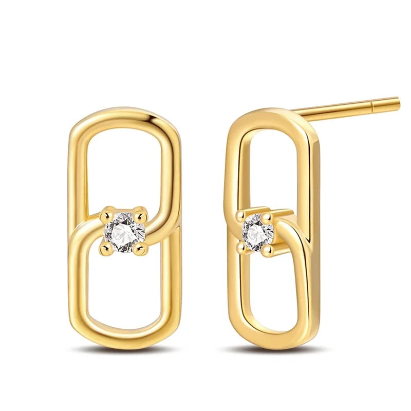 Women's 925 Sterling Silver Classic Gold Pearl Inlaid Earrings Elegant Suitable For Engagement Wedding Party Exquisite Jewelry