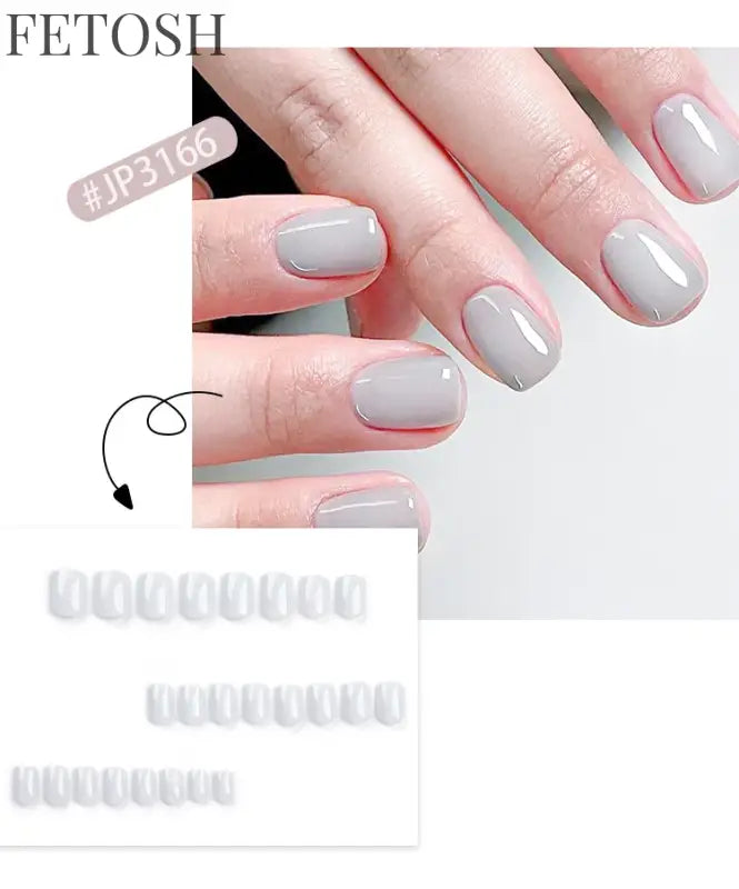 Glossy Solid Color Nail Art Short Square Colored Detachable Fake Nails Wearable Finished False Nails Press on Nails