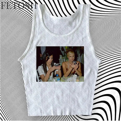 Fashion Letter Print Fairy Grunge Summer E-girl White Crop Top Slim 2000s Streetwear Harajuku Goth Short Sleeve T-shirts Y2k Top