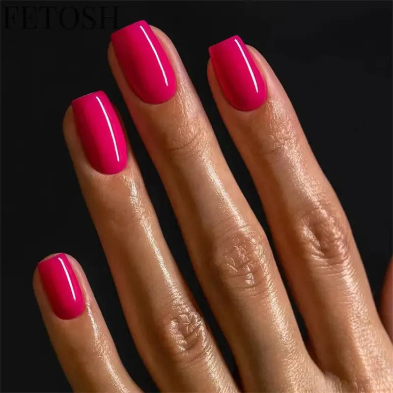 24Ps/Lot Artificial Acrylic Short Fake Nails Solid Color Simple Korean Full Press on Nail Tips Removable Wearing False