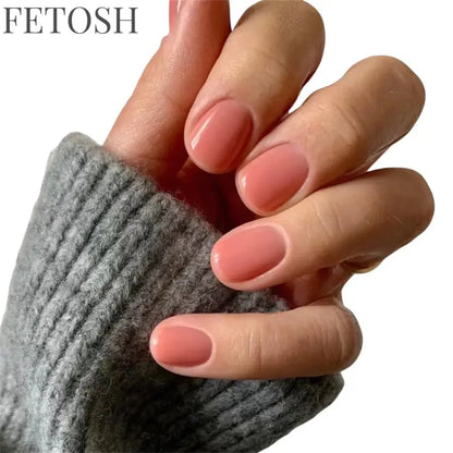 24Pcs/Set Wearing False Nails Short Solid Color Removable Adhesive Press on Nails Tips Full Coverage Handmade Acrylic Fake Nails