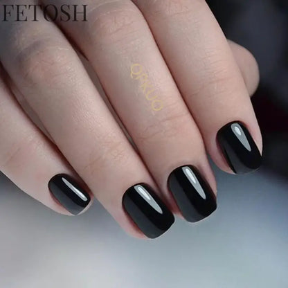 24 Pcs Navy Blue Acrylic Press On Nails With Glue Sticker Short Square Fake Nail For Design DIY Full Cover Finger Manicure Tool